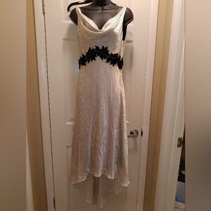 Laundry By Shelli Segal Lovely Black White PolkaDot High/Low Backles Dress Sz 6